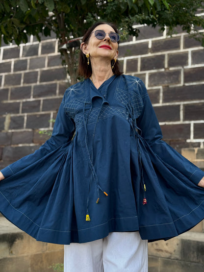 Indigo Blue Rabari Kediya Inspired Jacket