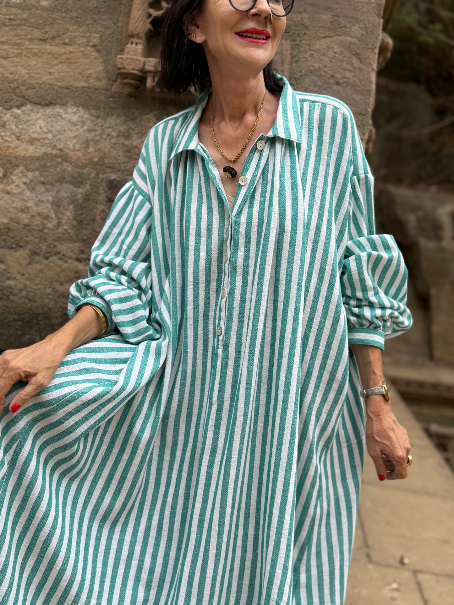 Striped Pure Cotton Shirtdress