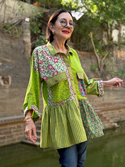 Shirt style chic in lime and pink