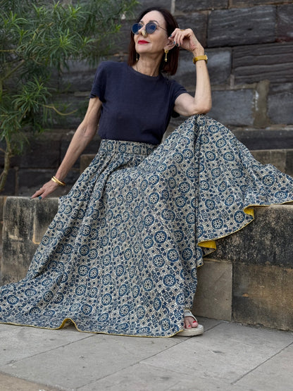 Blue Ghagra Skirt in Indigo Ajrakh