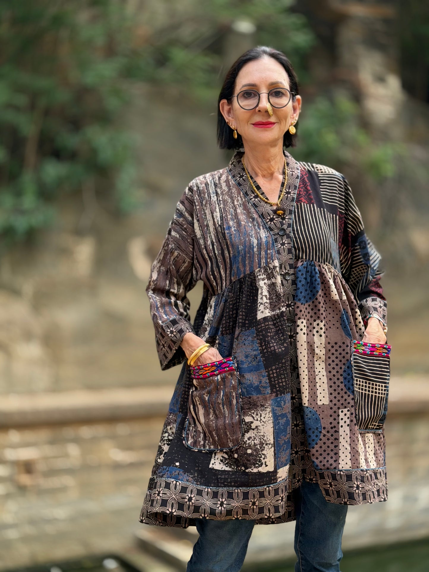 Cotton Tunic in Abstract Ajrakh