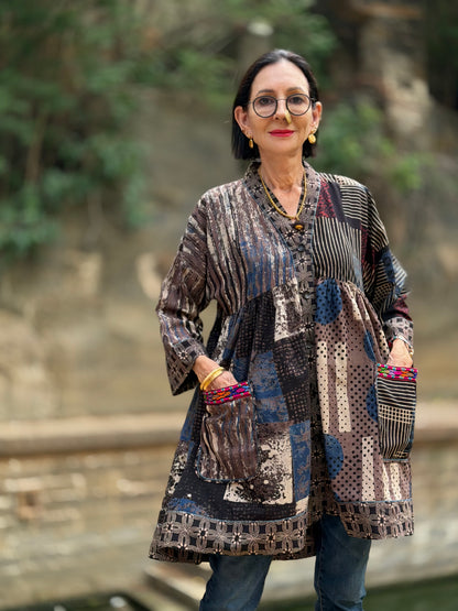 Cotton Tunic in Abstract Ajrakh