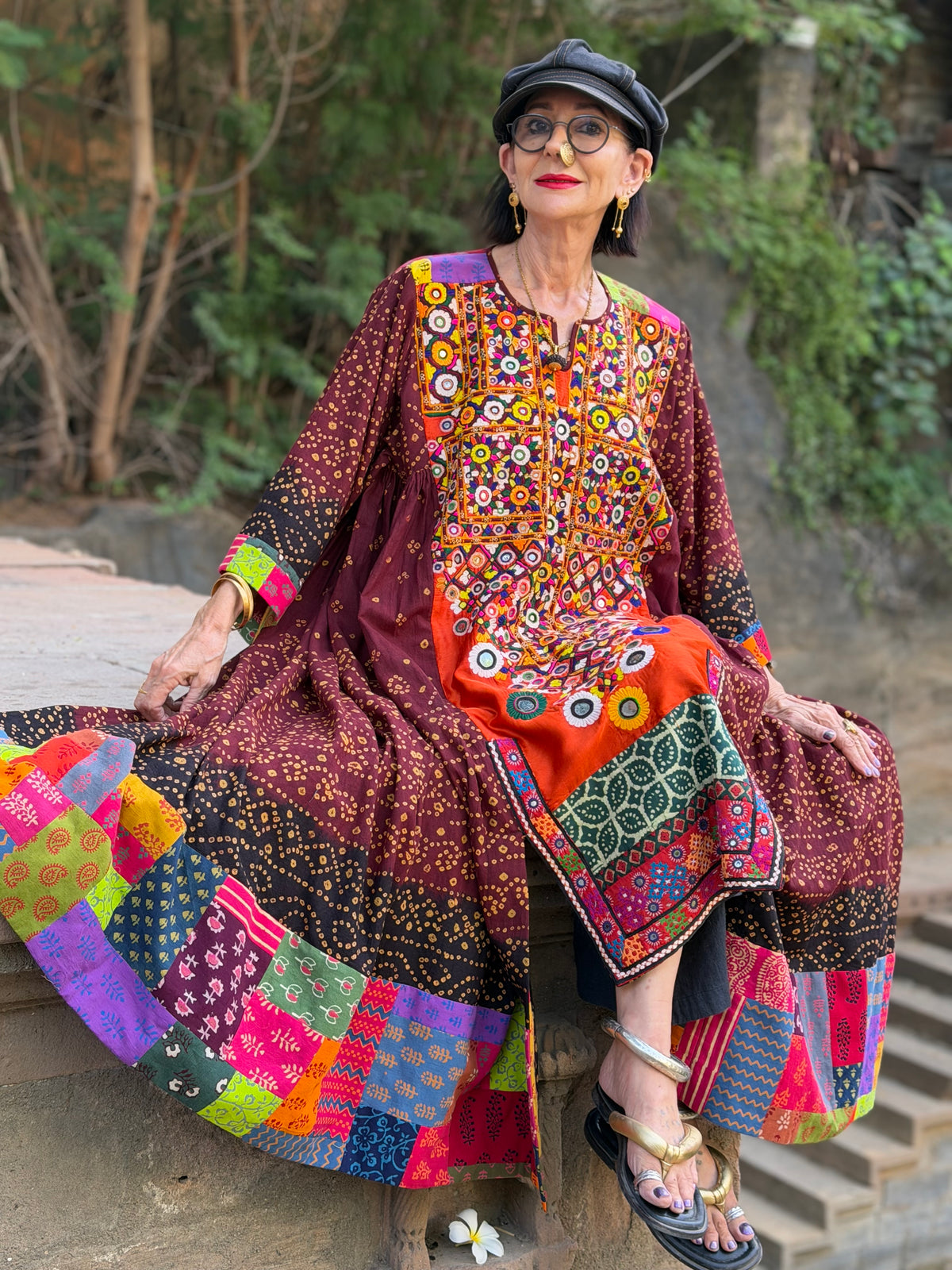 Madame Hall Vintage Kutch Embroidery & Bandhani Masterpiece Dress