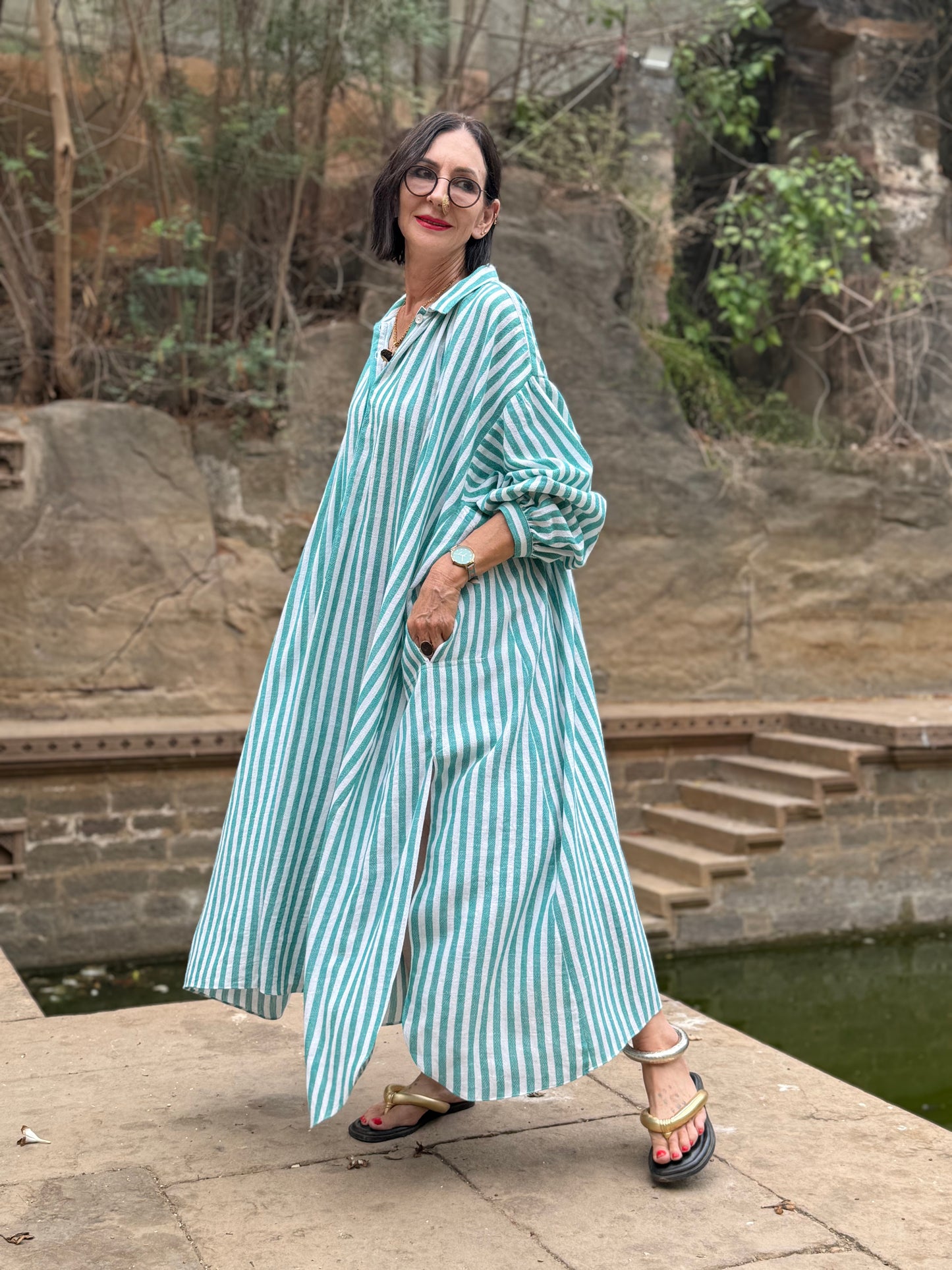 Striped Pure Cotton Shirtdress