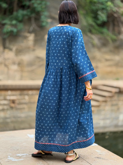 The Indigo Jat Dress: 1-of-1 Vintage Ajrakh Artwear