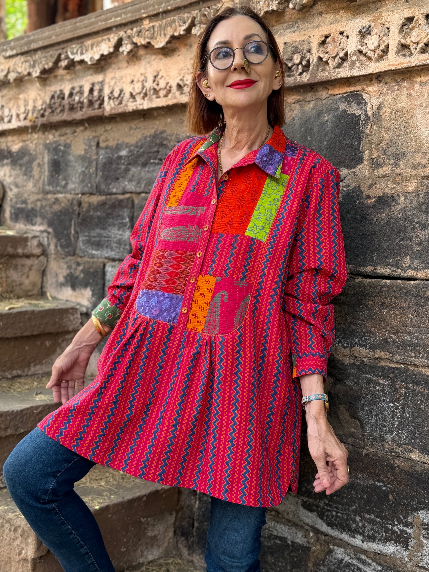 Bright pink cotton shirt