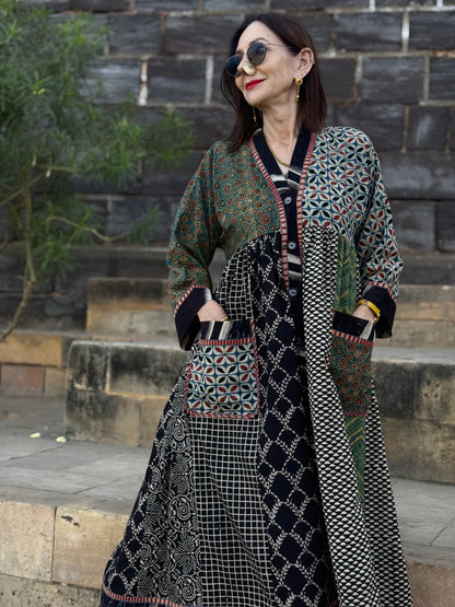 Cotton Kaftan Dress From Ajrakh Block Print