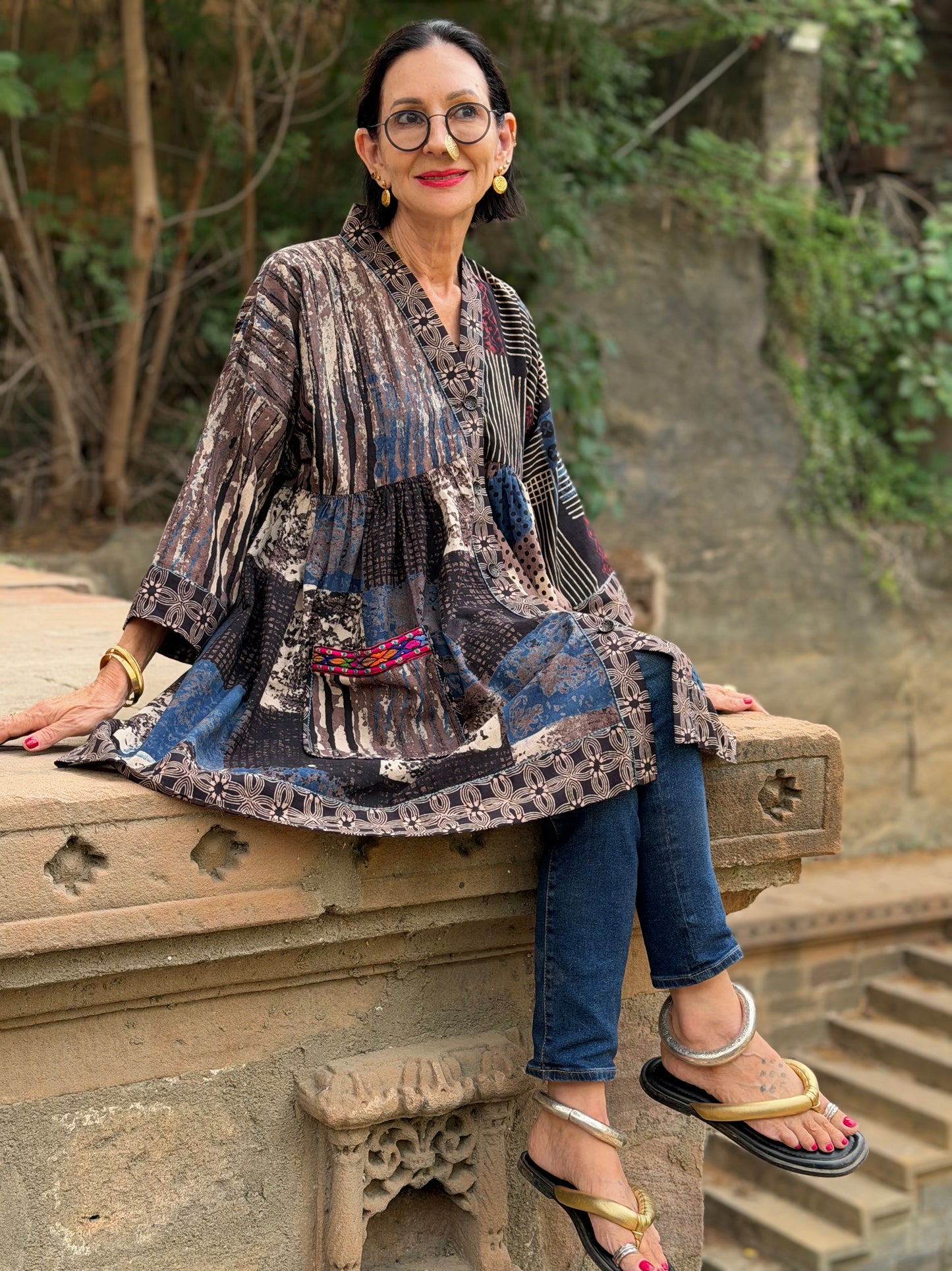 Cotton Tunic in Abstract Ajrakh