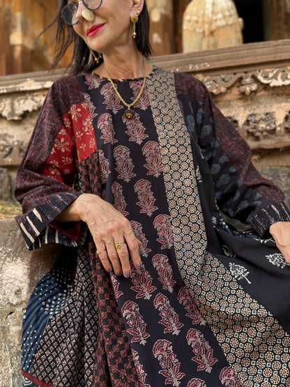 Cotton Ajrakh Dress With Art Wear Style