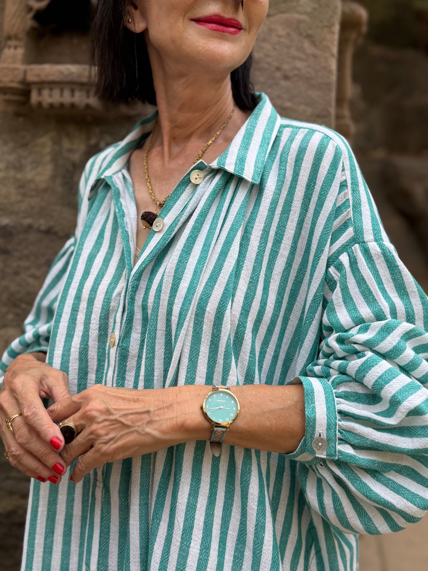 Striped Pure Cotton Shirtdress