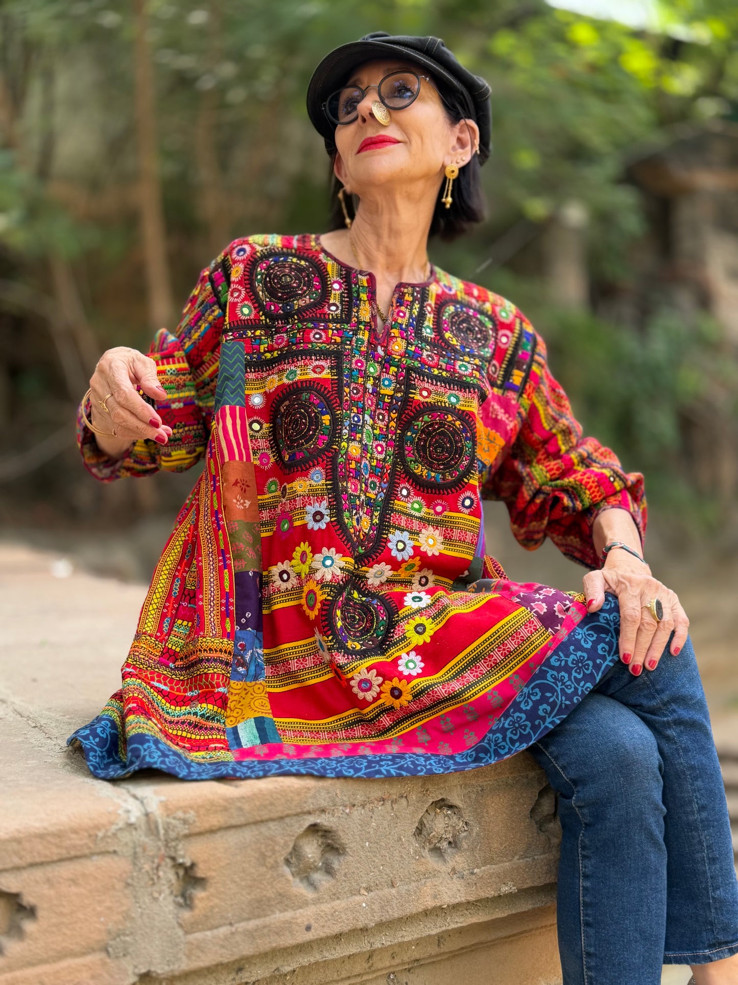 XXL Madame Hall Heritage Kutch Embroidery Artwear Tunic (1-of-1 Piece)