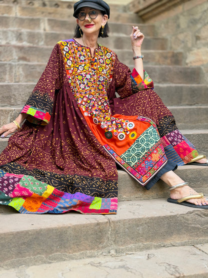 Madame Hall Vintage Kutch Embroidery & Bandhani Masterpiece Dress