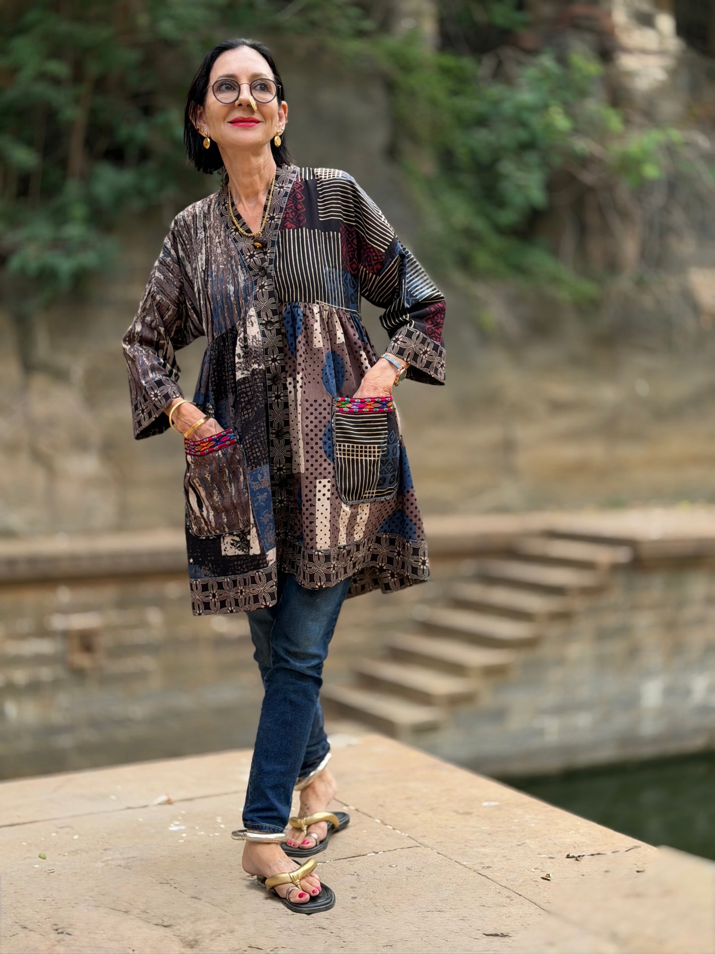 Cotton Tunic in Abstract Ajrakh