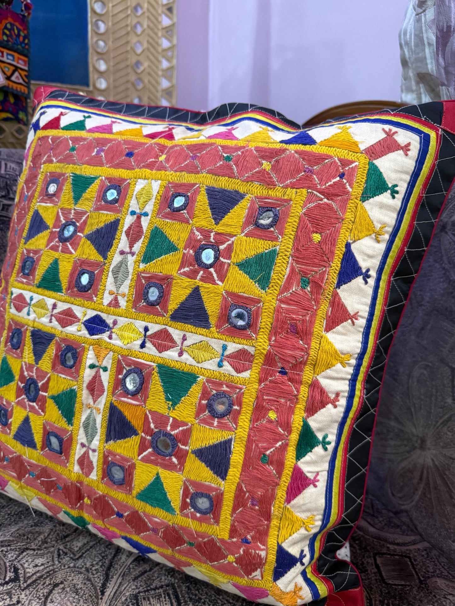 A Pair of Kutch Embroidery Cushion Covers