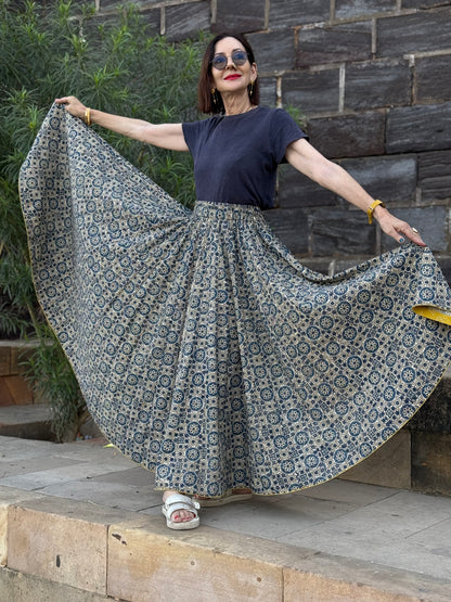 Blue Ghagra Skirt in Indigo Ajrakh