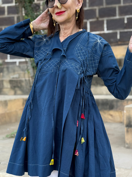 Indigo Blue Rabari Kediya Inspired Jacket