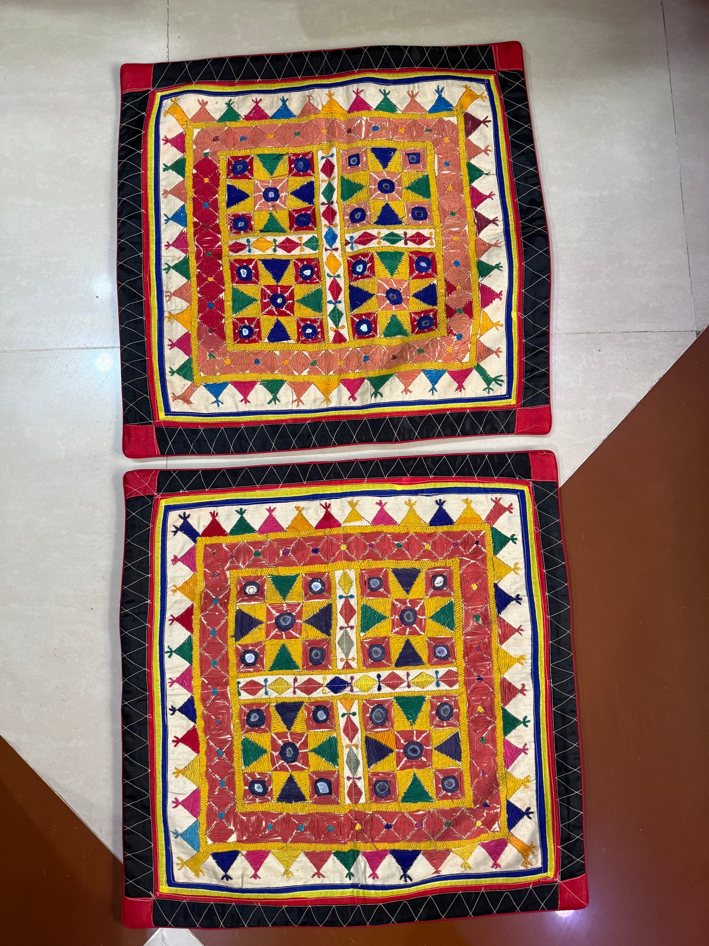 A Pair of Kutch Embroidery Cushion Covers