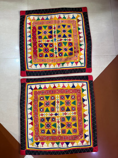 A Pair of Kutch Embroidery Cushion Covers