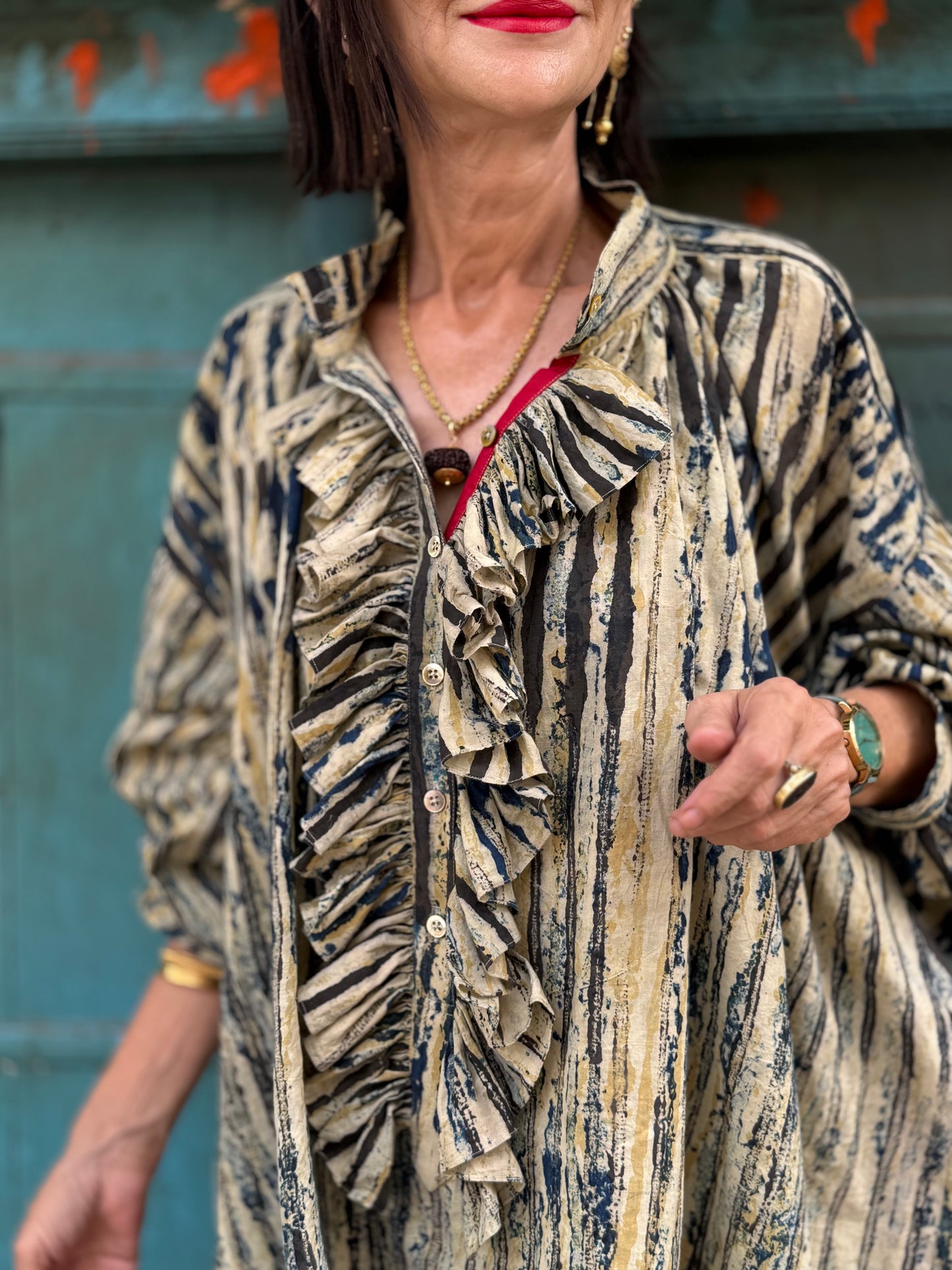 Inner Artist Voluminous Indigo Cotton Shirt