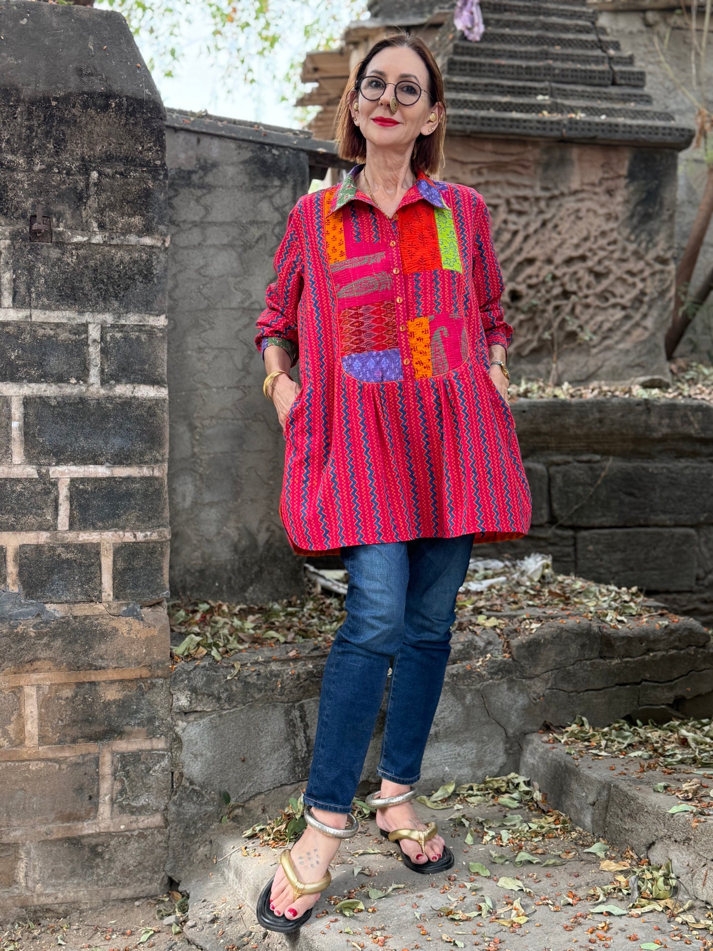 Bright pink cotton shirt
