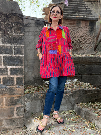 Bright pink cotton shirt