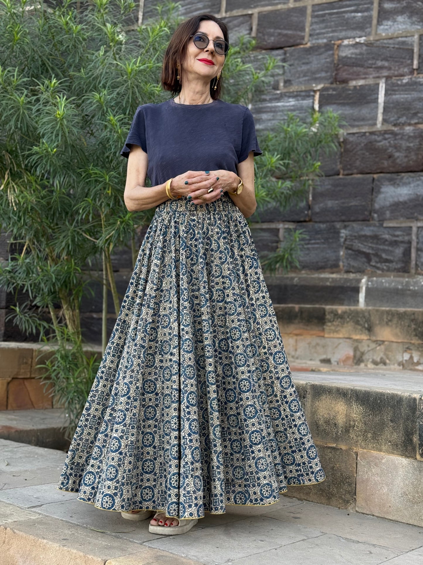 Blue Ghagra Skirt in Indigo Ajrakh
