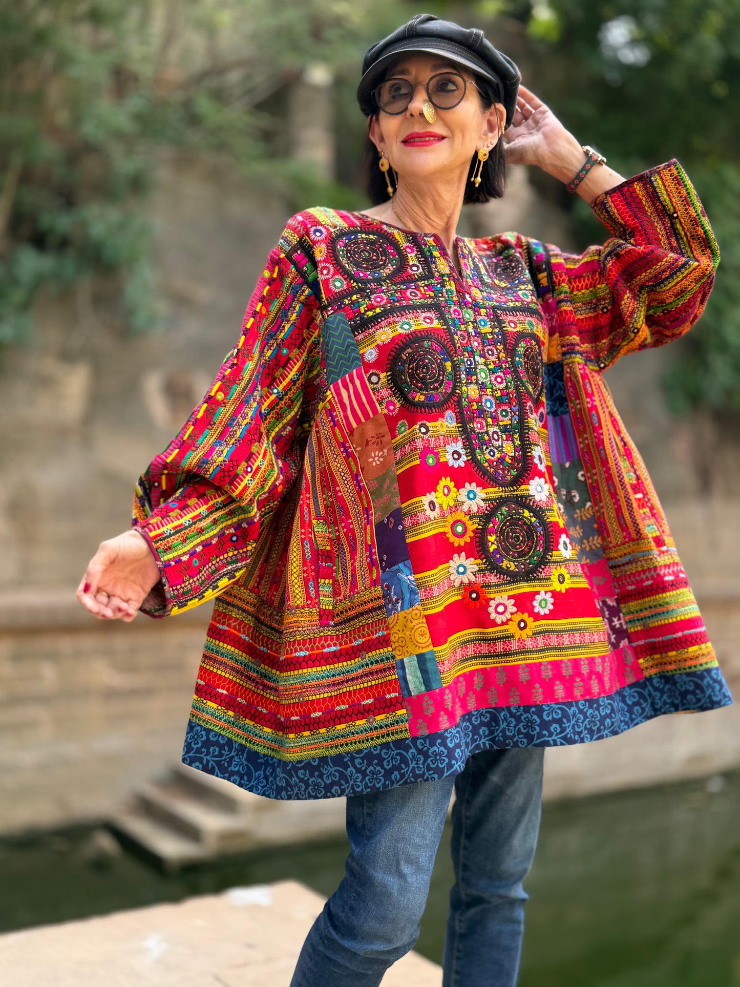 XXL Madame Hall Heritage Kutch Embroidery Artwear Tunic (1-of-1 Piece)
