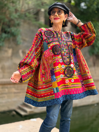 XXL Madame Hall Heritage Kutch Embroidery Artwear Tunic (1-of-1 Piece)