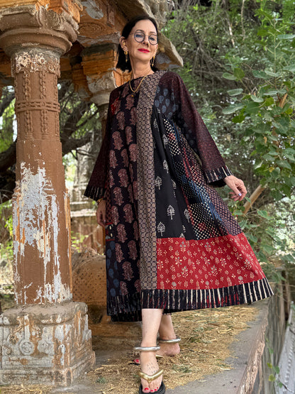 Cotton Ajrakh Dress With Art Wear Style