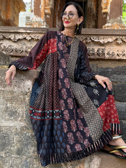 Cotton Ajrakh Dress With Art Wear Style