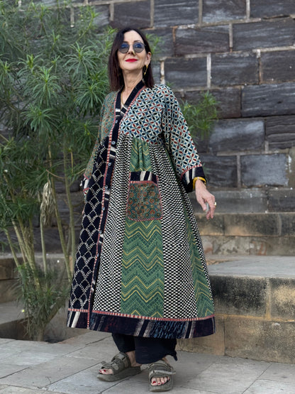 Cotton Kaftan Dress From Ajrakh Block Print