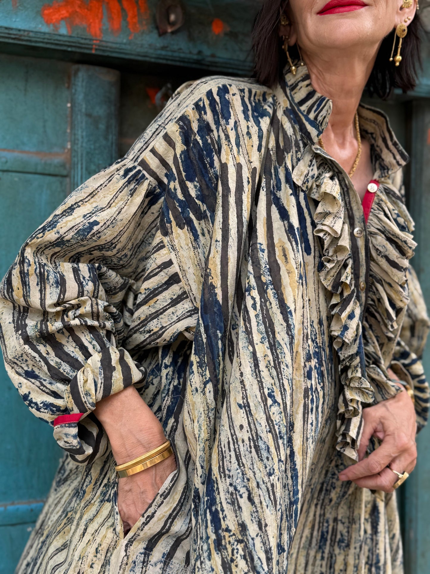 Inner Artist Voluminous Indigo Cotton Shirt
