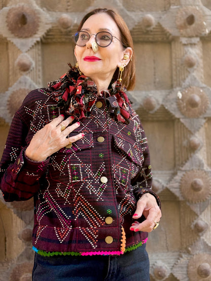 Tangaliya Hand Woven Bomber Jacket
