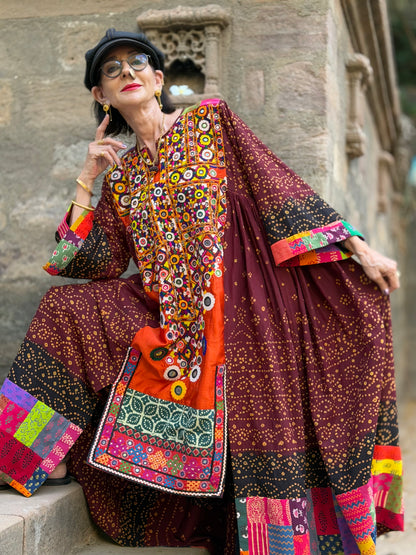 Madame Hall Vintage Kutch Embroidery & Bandhani Masterpiece Dress