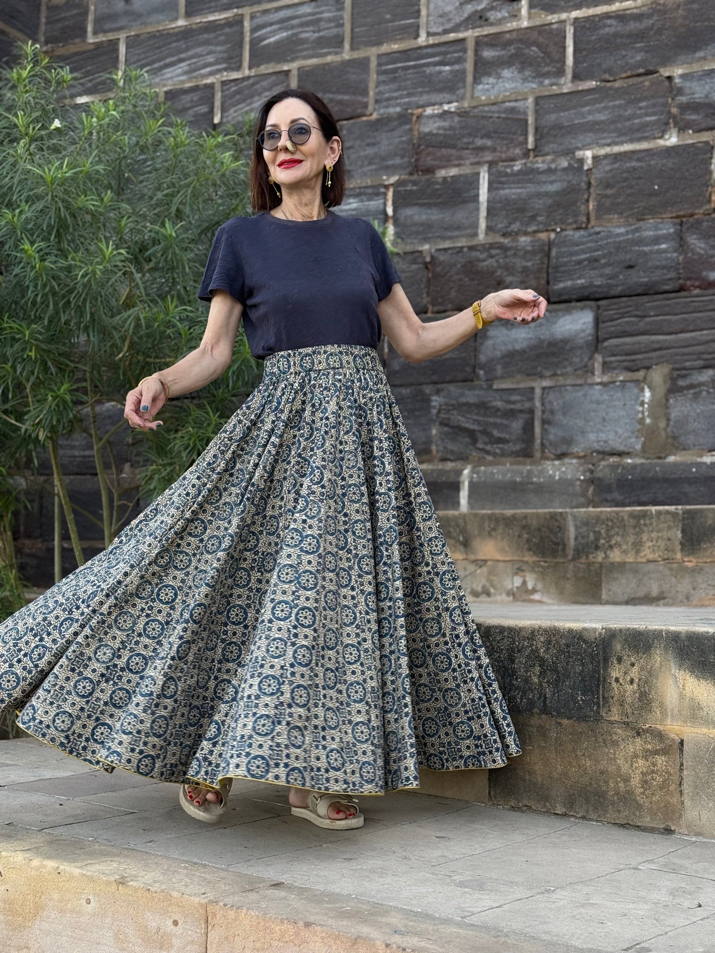 Blue Ghagra Skirt in Indigo Ajrakh