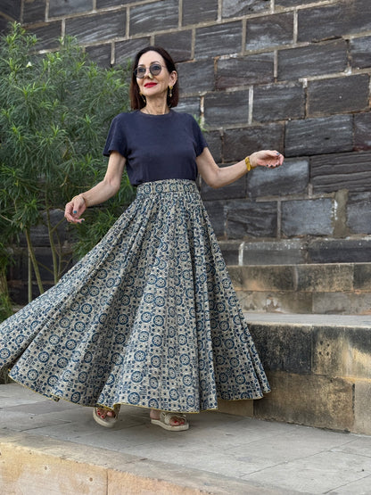 Blue Ghagra Skirt in Indigo Ajrakh