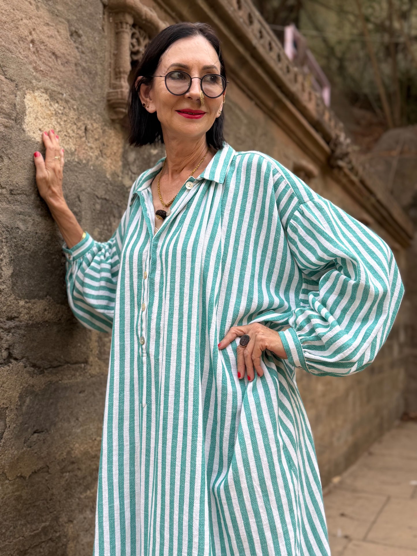 Striped Pure Cotton Shirtdress
