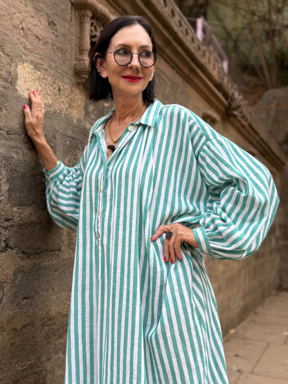 Striped Pure Cotton Shirtdress