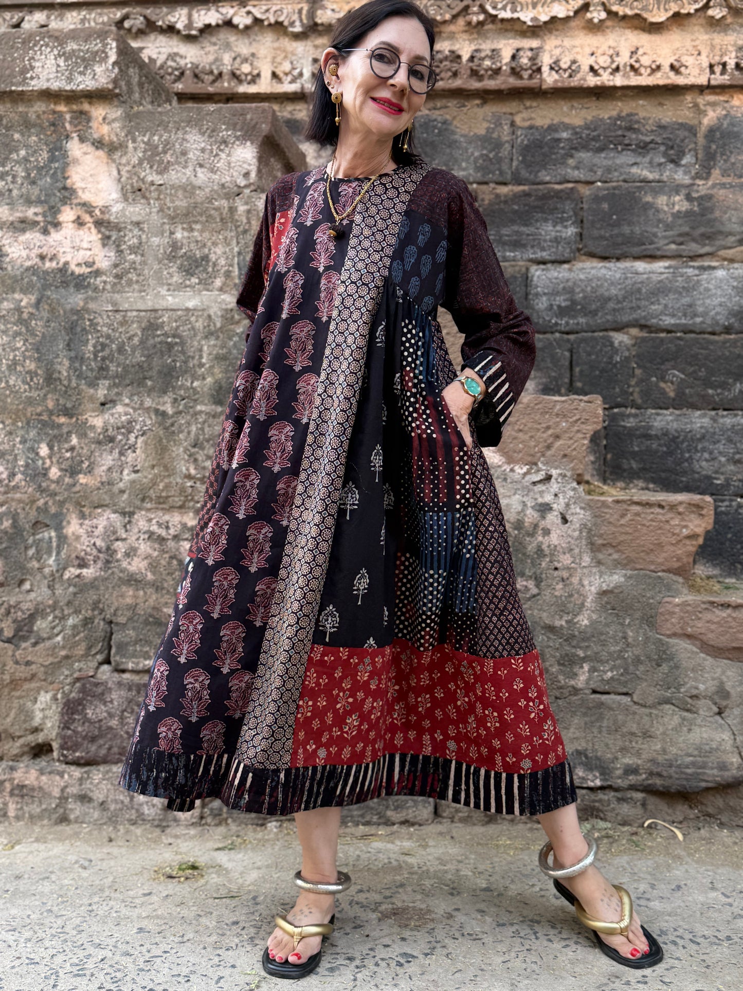 Cotton Ajrakh Dress With Art Wear Style