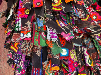 Up-cycled shaggy embroidery bag