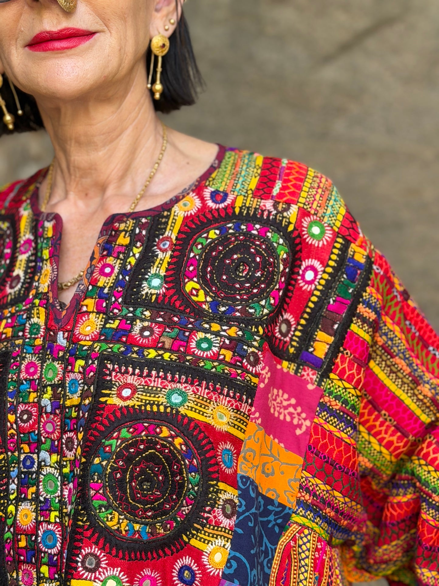 XXL Madame Hall Heritage Kutch Embroidery Artwear Tunic (1-of-1 Piece)
