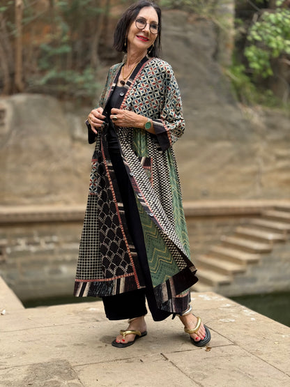 Cotton Kaftan Dress From Ajrakh Block Print