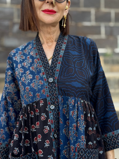 Indigo Blue Cotton Tunic of Ajrakh Prints