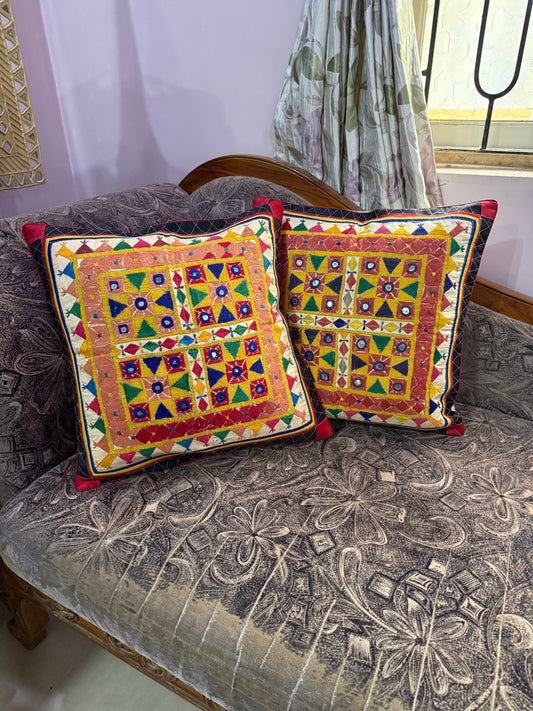 A Pair of Kutch Embroidery Cushion Covers