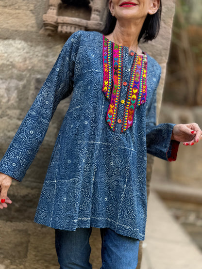 Handcrafted Cotton Tunic With Kutch Embroidery