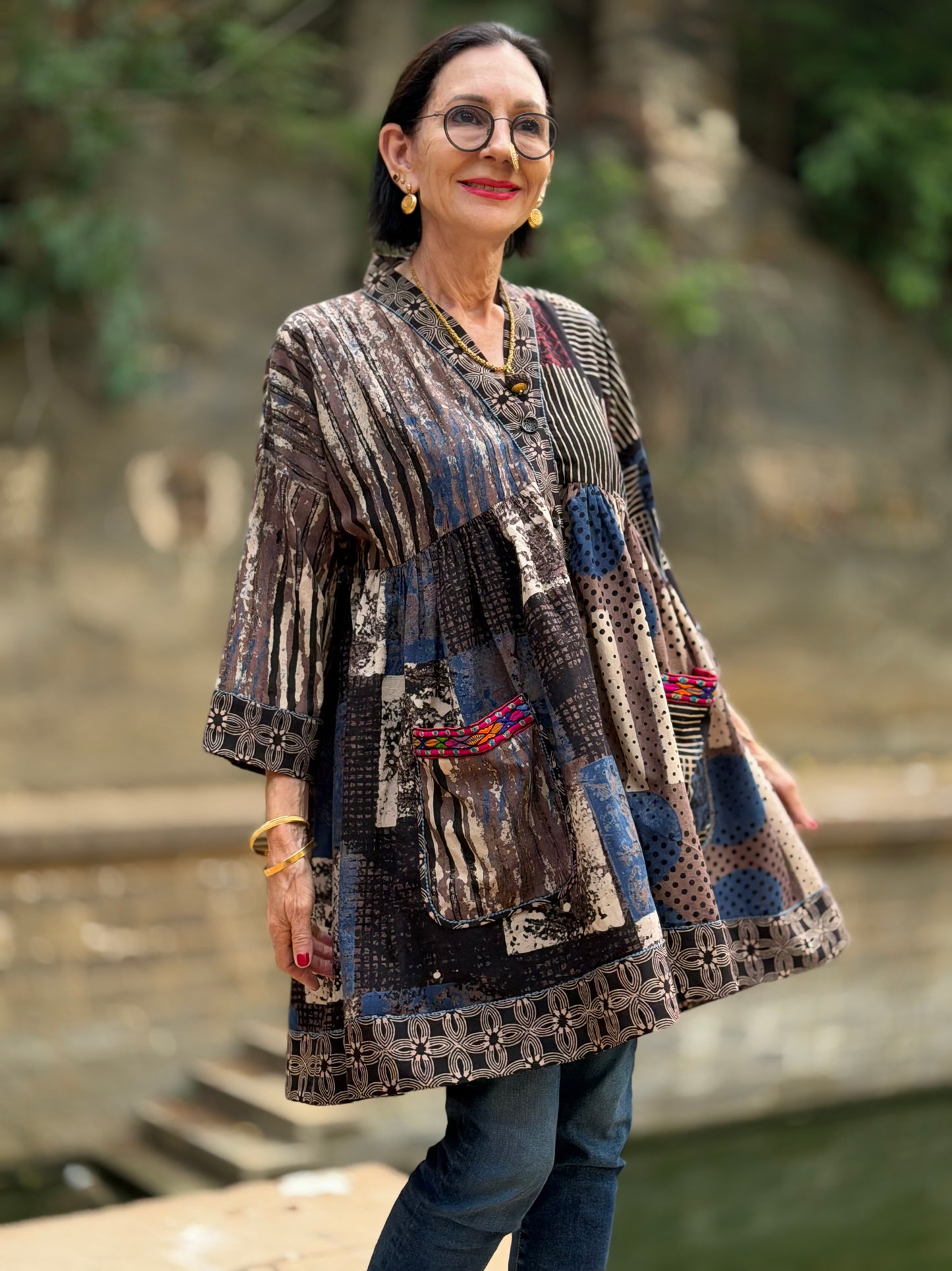 Cotton Tunic in Abstract Ajrakh