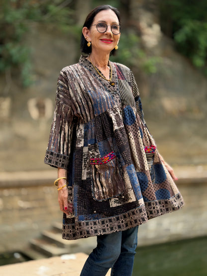 Cotton Tunic in Abstract Ajrakh