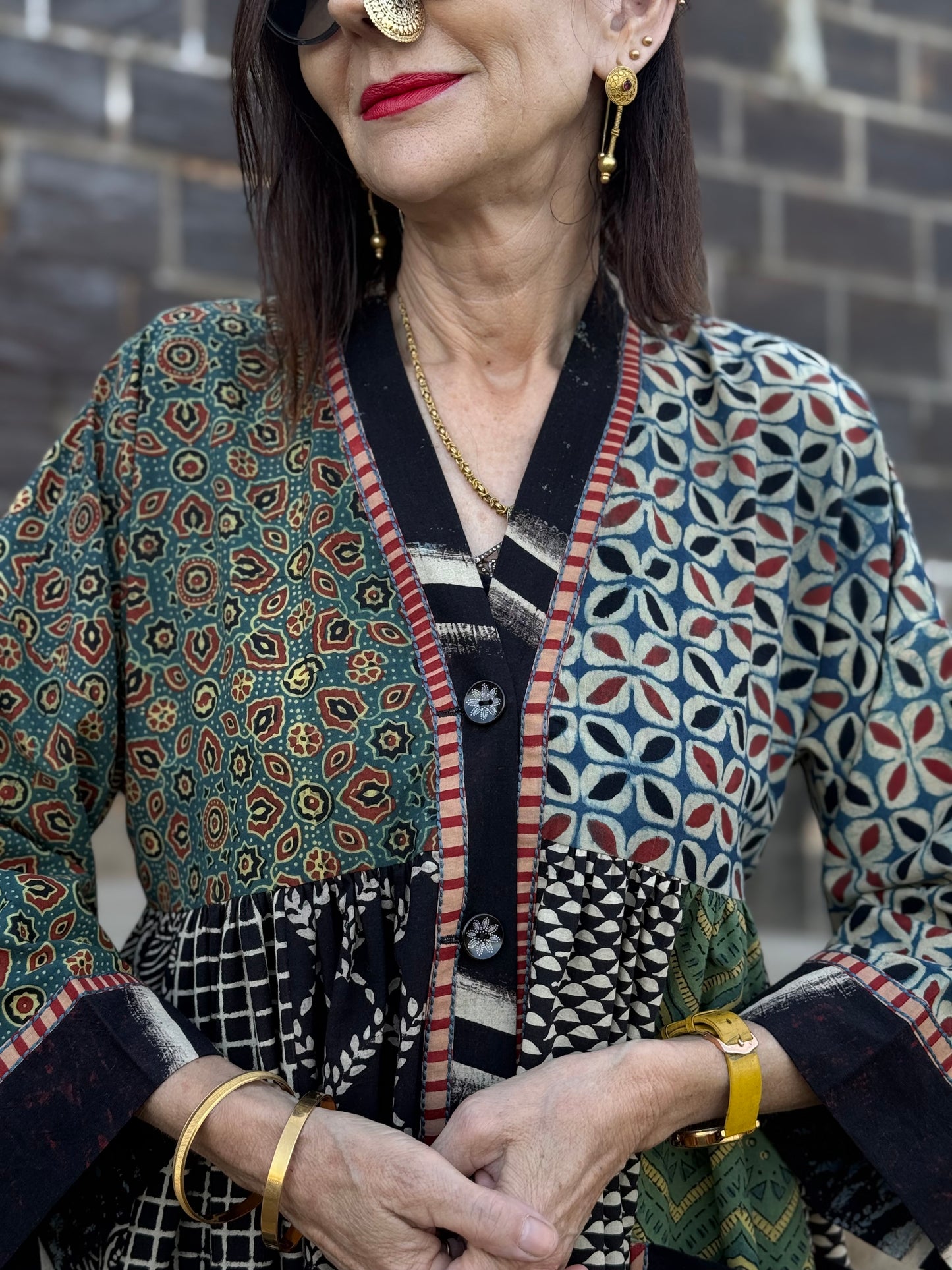Cotton Kaftan Dress From Ajrakh Block Print