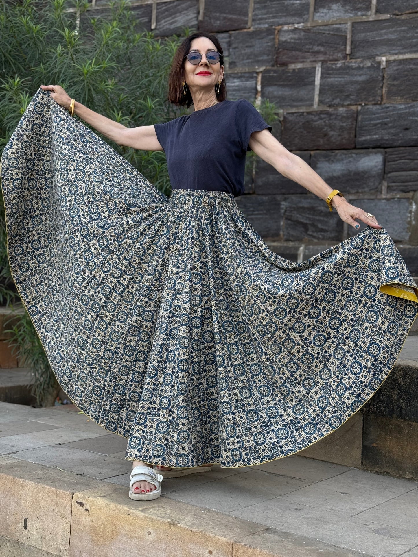 Blue Ghagra Skirt in Indigo Ajrakh