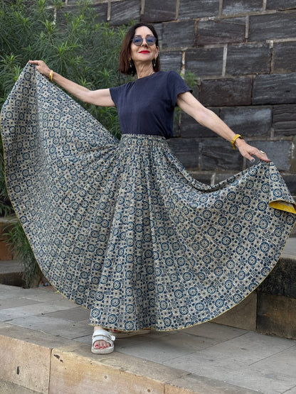 Blue Ghagra Skirt in Indigo Ajrakh